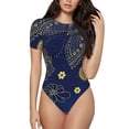 thumbnail image 2 of Picia Vintage Golden Butterfly Womens One Piece Swimsuits Modest Tummy Control Bathing Suits Lace Up Slimming Swim Suit-Large, 2 of 9