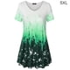 thumbnail image 1 of Camiseta de mujer Blusa informal con estampado degradado Vestido suelto con cuello en V, Verde, 5XL Jumpingount AP001902-16, 1 of 4