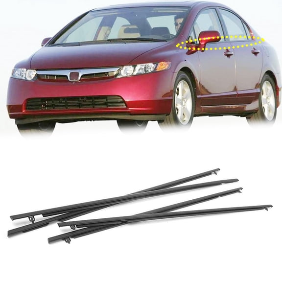 4Pcs Car Window Exterior Trim Strips Seal Weatherstrips Fit for Honda Civic 2006-2011