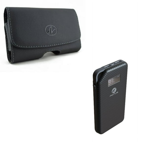 Power Bank & Case Belt Clip for iPhone XS Max 13 Pro Max 12 Pro Max 11 Pro Max ONLY - 10000mAh Charger Portable Backup   Leather Swivel Holster Loops Combo