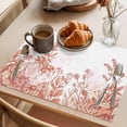 thumbnail image 3 of Pink Flower Placemats Set of 12 Retro Autumn Floral Butterfly Botanical Place Mats Indoor Wipeable Table Mats Washable Cloth Dining Table Placemats for Kitchen Holiday Party Home Decor 13x19 Inch, 3 of 9