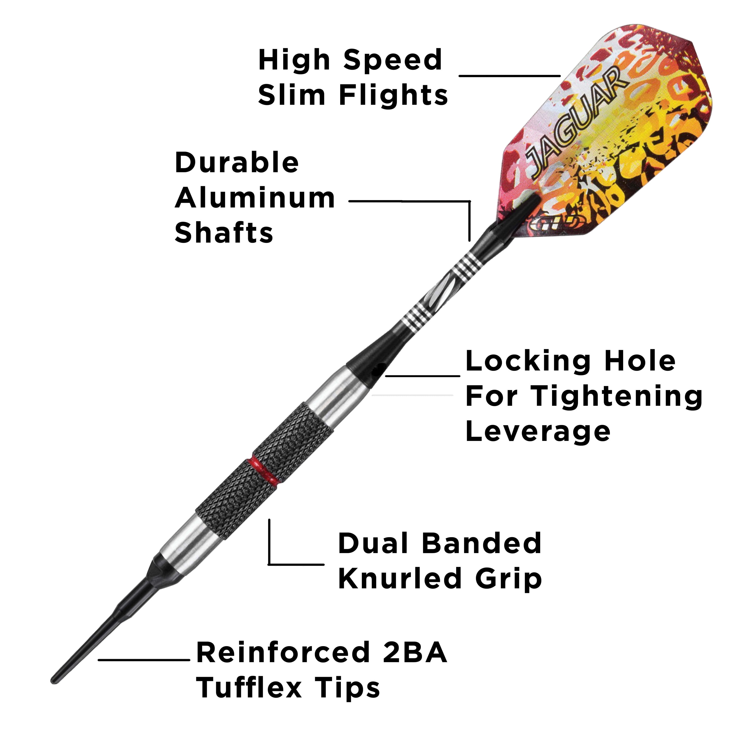 Viper Jaguar 80% Tungsten Soft Tip Dart Set, Silver, 18 Grams