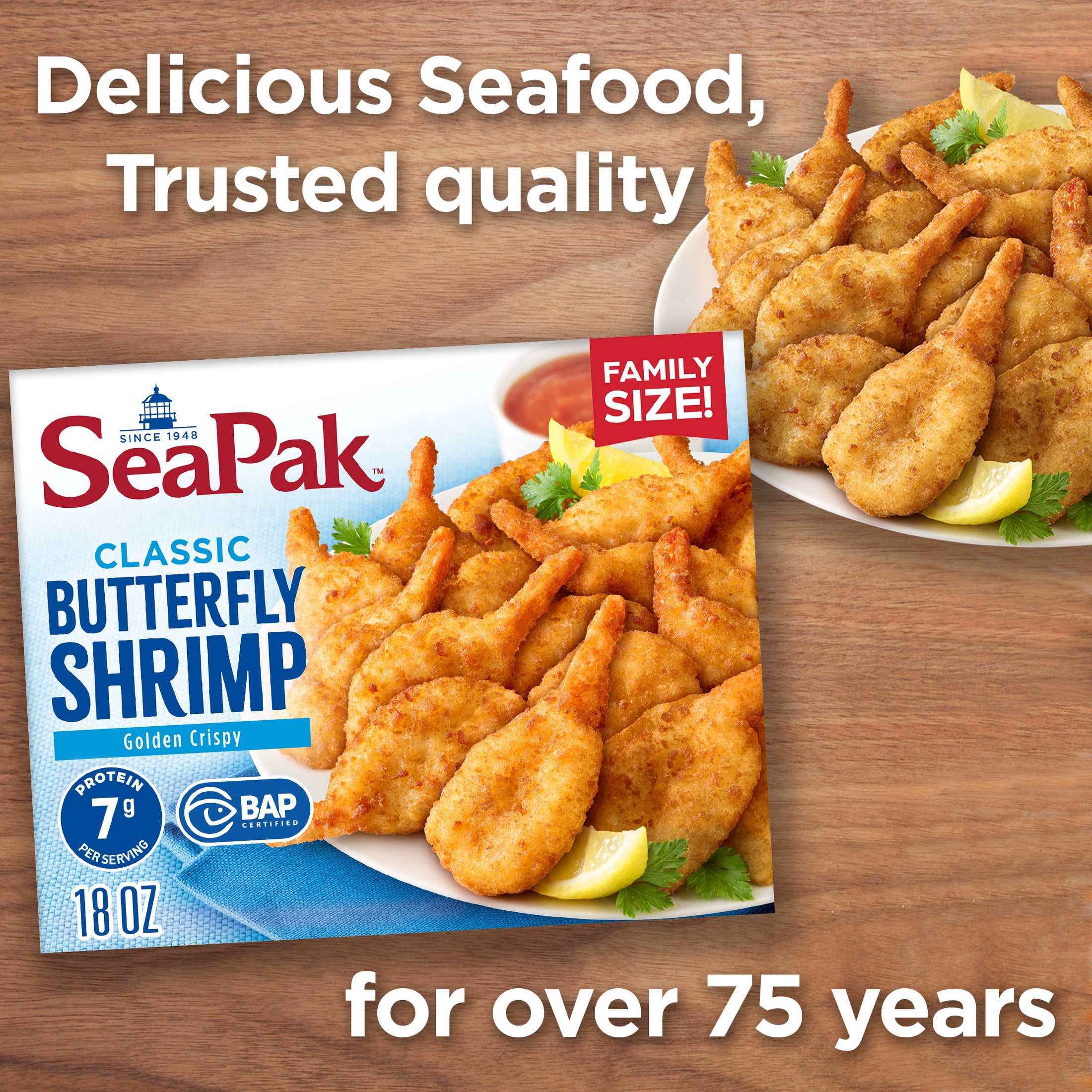 SeaPak Crispy Breaded Butterfly Shrimp, Easy to Bake, 18 oz, BAP Certified (Frozen)