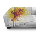 thumbnail image 3 of Starfish Soft Flannel Fleece Throw Blanket, Vibrant Colored Tropic Animals and Bubbles Tranquil Scene, Cozy Plush for Indoor and Outdoor Use, 50" x 60", Fuchsia Hot Pink Yellow, by Ambesonne, 3 of 6