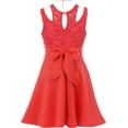 thumbnail image 2 of Little Girl Sleeveless Lace Solid Necklace Easter Summer Flower Girl Dress USA Coral 4 JKS 2114 BNY Corner, 2 of 4