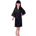 thumbnail image 3 of GYRATEDREAM Girls Silky Robe Kids Solid Color Kimono Sleeping Gown Bathrobe for Spa Birthday Parties Wedding Getting Ready for 5-7Y Black, 3 of 9