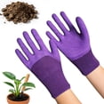 thumbnail image 2 of Gardening Gloves Thickened Latex Coated Thorn-Proof Working Glove Wear-Resistant Work Mitts for Digging Planting Weeding (Purple), 2 of 10