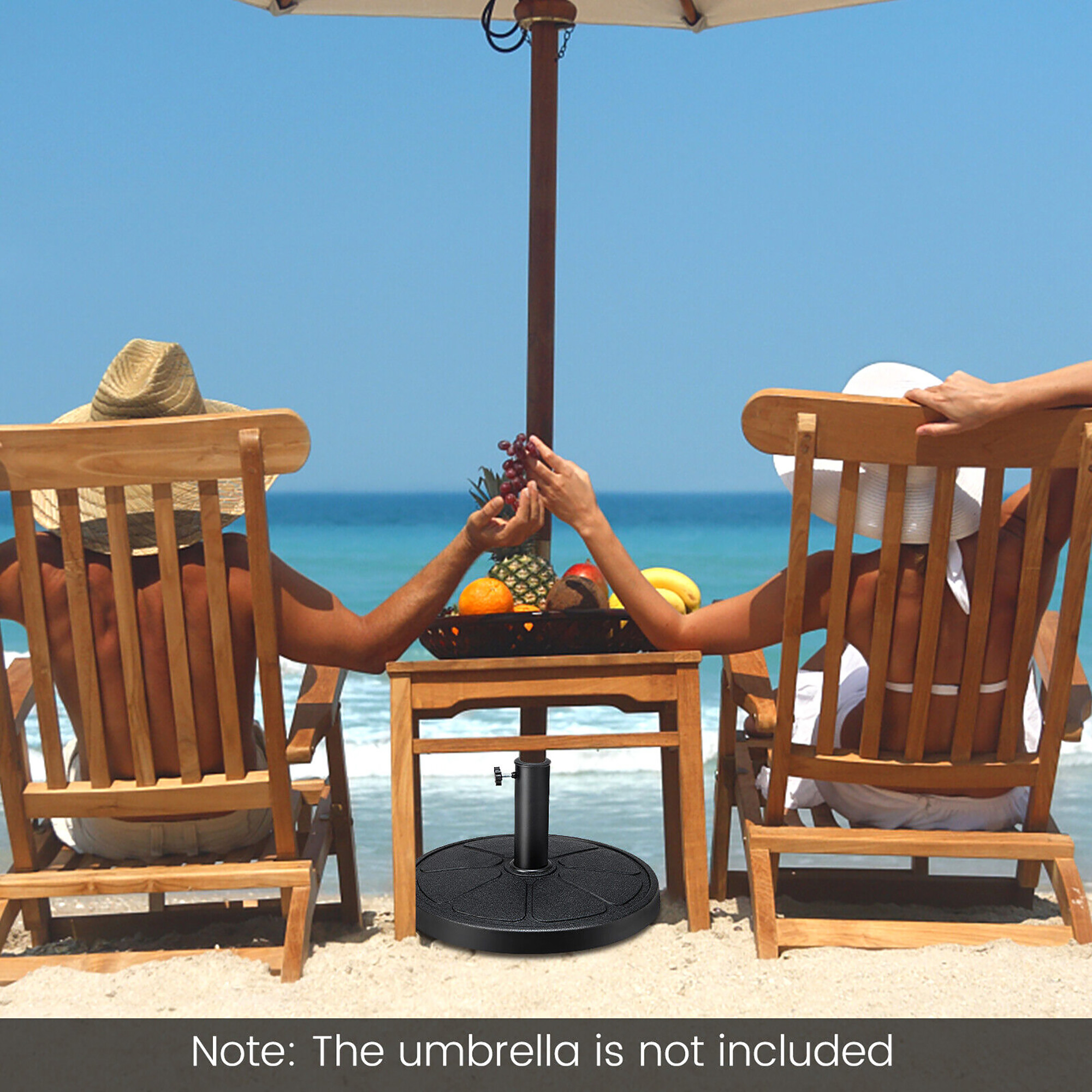 Gymax 31 lbs Patio Round Umbrella Weighted Base Heavy-Duty Table Market Stand Outdoor