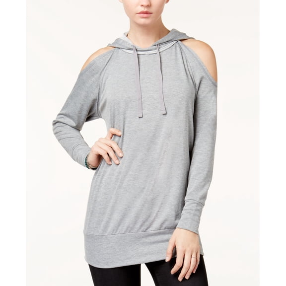 Gypsies Moondust Juniors Cold Shoulder Hoodie Heathered Grey XS