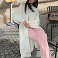thumbnail image 3 of Women Sweater Coat Collarless Batwing Long Sleeve Solid Color Knitting Cardigan Open Front Mid-length Knitwear, 3 of 7