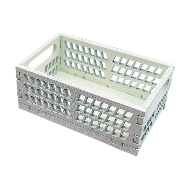 1:12 Mini cesta de almacenamiento de madera Escena Juego de simulación Muebles en miniatura Micro Blanco