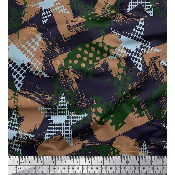 Soimoi Green Silk Fabric Dot,Insect & Texture Print Fabric by Yard 42 Inch Wide