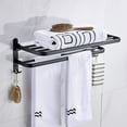 thumbnail image 4 of Bathroom Towel Rack Wall Mounted, Three-Layer Matte Space Aluminum 90 Degree Folding Towel Shelf With Hooks For Multi Scene Usage, 60 Inch, 4 of 5