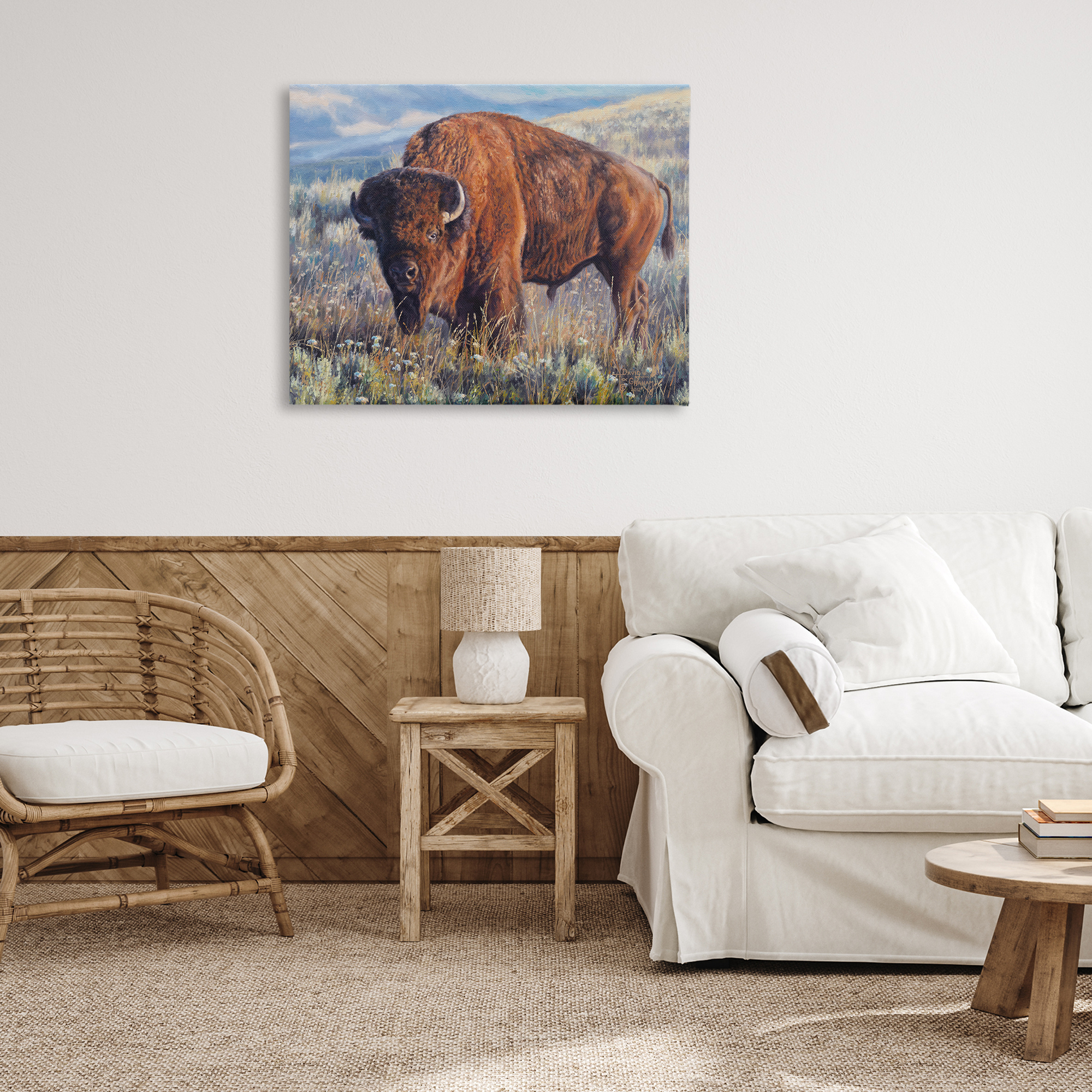 Stupell Industries Prairie King Bison Landscape Photography Gallery Wrapped Canvas Art Print Wall Art, 40 x 30