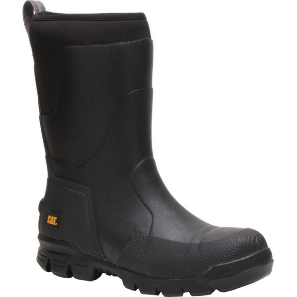Caterpillar Stormers 11" Waterproof Steel Toe Rubber Boot Black Rubber