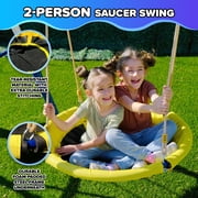 Sportspower Outdoor Super 8 Fun Metal Swing Set for Kids 3-8 with 6ft Slide, Saucer Swing, Rocking Horse, 6ft Durable Steel Frame