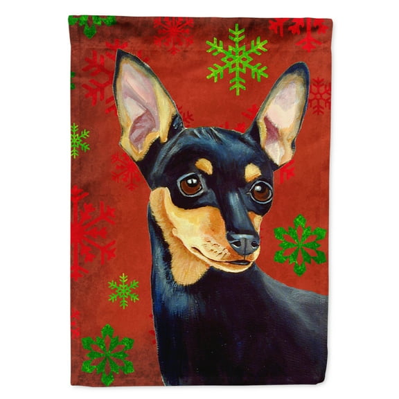 Carolines Treasures LH9335-FLAG-PARENT Min Pin Red and Green Snowflakes Holiday Christmas Flag multicolor