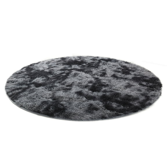 Round Fluffy Soft Area Rugs, Plush Carpet Circle Nursery Rug for Living Room Home Decor Circular Carpet, 48.03x48.03 inches, Black