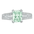 thumbnail image 2 of 2.35 ct Emerald Cut Simulated Green Diamond Solitaire with Accents Engagement Ring for Women in 18K White Gold, 2 of 2