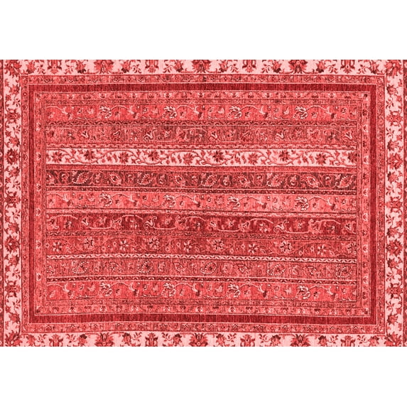 Ahgly Company Machine Washable Indoor Rectangle Abstract Red Modern Area Rugs, 6' x 9'