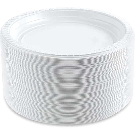 PLASTICPRO Round Disposable and Microwavable Party Plates, 6", 100 Count
