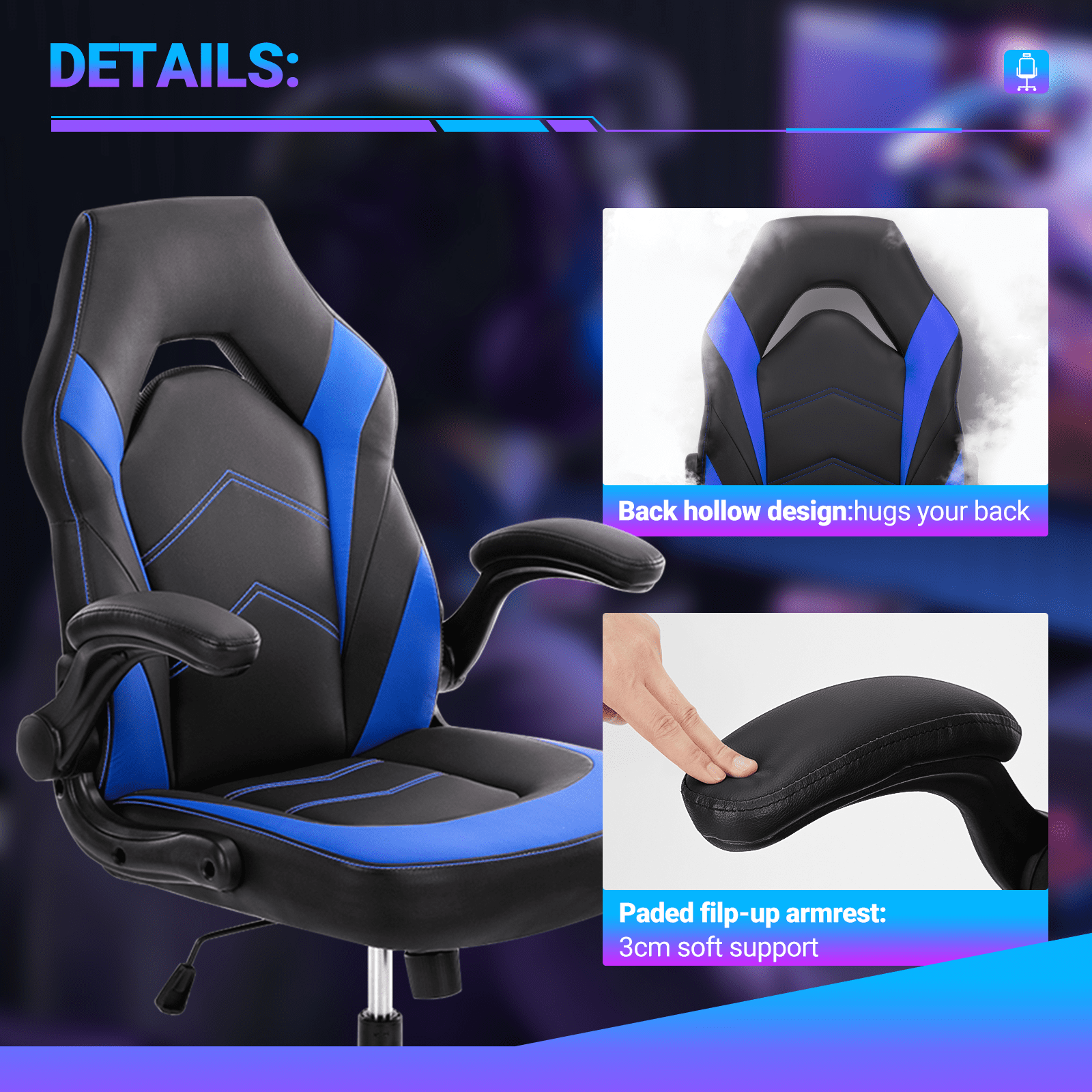 MAYEERTY Video Game Chairs with S-shaped backrest,Gamer Chair for Adults, 300lb Capacity, Racing Style Computer Chair with Ergonomic Lumbar Support, Gaming Chairs for Teens