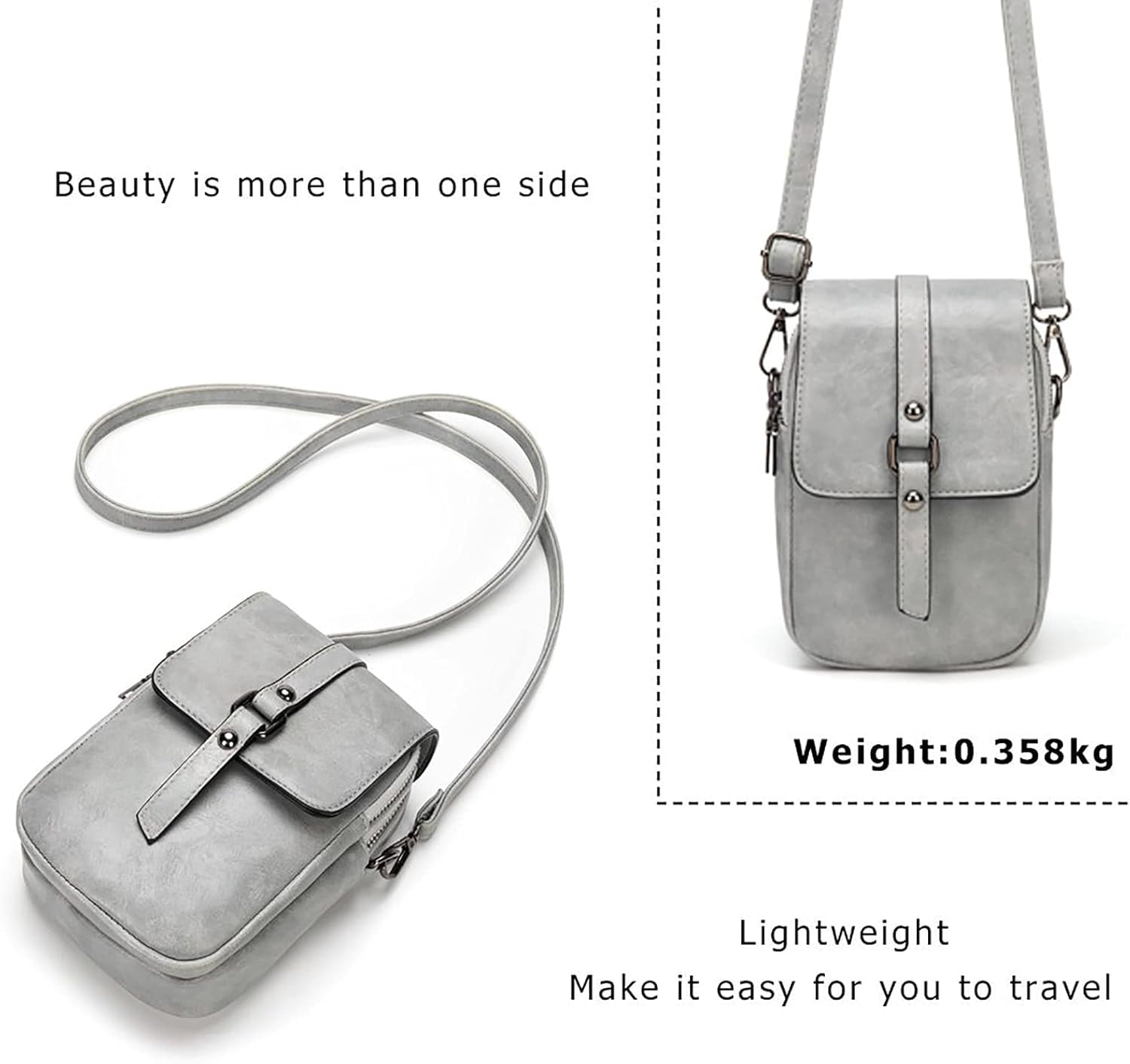 Vintage Crossbody Phone Bag for Women, Small Leather Shoulder Purse and Handbag with Tassel&Rivet Decoration