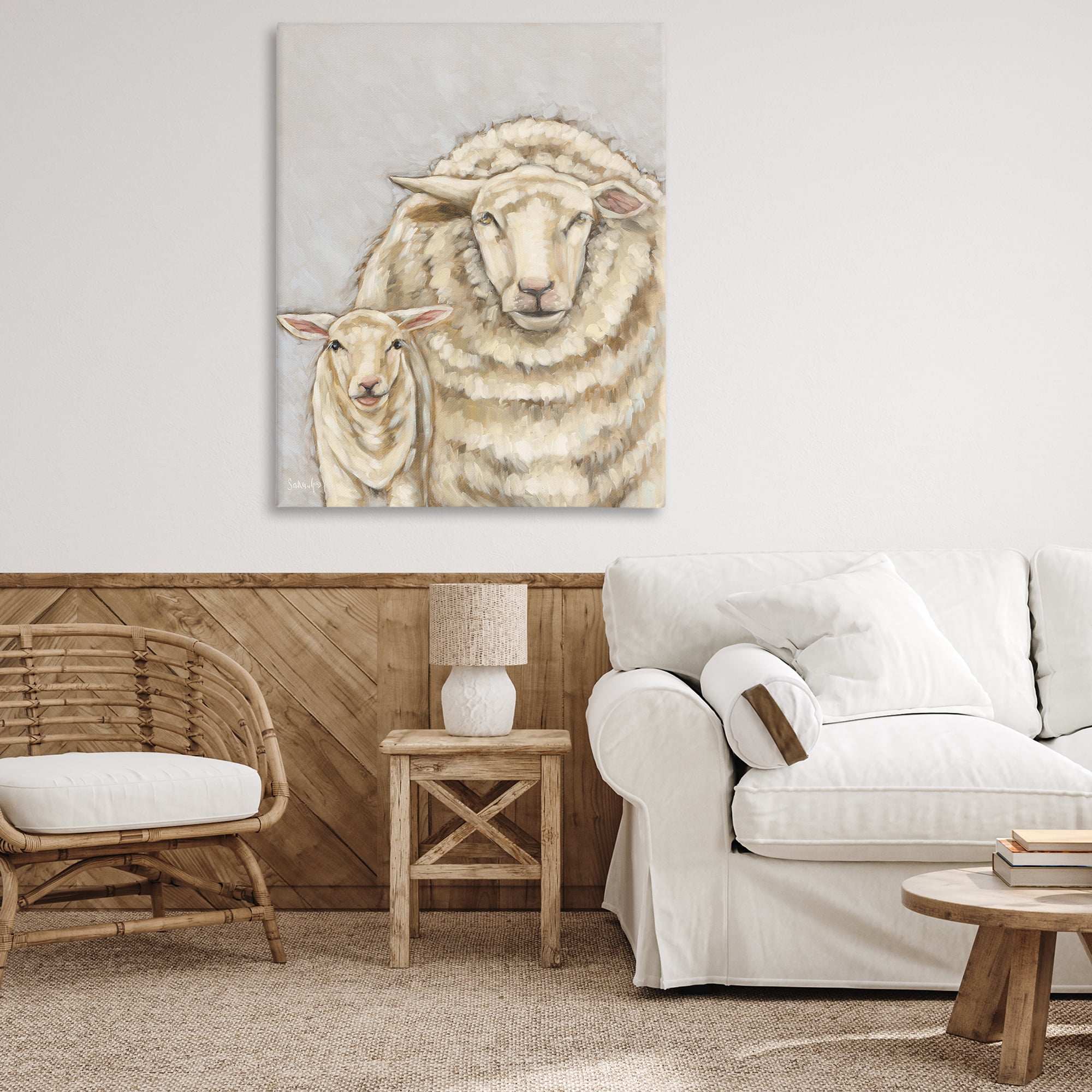 Stupell Industries Neutral Sheep & Lamb Animals & Insects Painting Gallery Wrapped Canvas Art Print Wall Art, 36 x 48