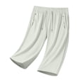 thumbnail image 7 of WQQZJJ Plus Size Women's Capri Pants, Solid Color Casual Straight Leg Pants, Drawstring Elastic Waist Comfortable Outdoor Workout 7/10 Pants, 7 of 7