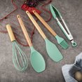 thumbnail image 2 of Utensilios de cocina de silicona, 12 piezas, sartén antiadherente, utensilios de cocina, espátula con mango de madera, cuchara para sopa, raspador, traje, 2 of 6