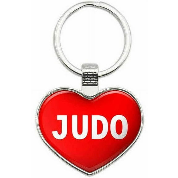 Judo - I Love Sports Hobbies Metal Heart Keychain Key Chain Ring, Multiple Colors Available