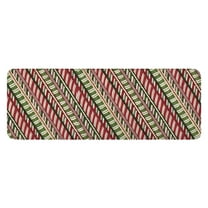 Red and Green Christmas Striped Pattern Kitchen Rug Mat,Kitchen Runner Rugs Non Skid Washable,Decorative Kitchen Floor Mats for Kitchen,Sink,Laundry,17"x47.2"