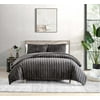 Ko-ze Cascade Carved Faux Fur Comforter Set, Grey, Twin, with Matching Sham