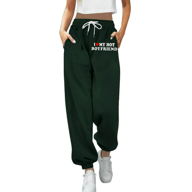 Pantalones de chándal anchos y rectos con forro polar para mujer - Pantalones de yoga de cintura alta con bolsillos para hacer ejercicio/uso informal (S-XXL)