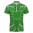 thumbnail image 4 of Green Paisley Bandana Pattern Men Zipper T-shirt Summer Casual Short Sleeve T-shirt Top, 4 of 7