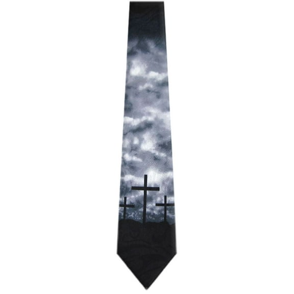BuyYourTies - Mens Novelty Christian Necktie - Black Gray