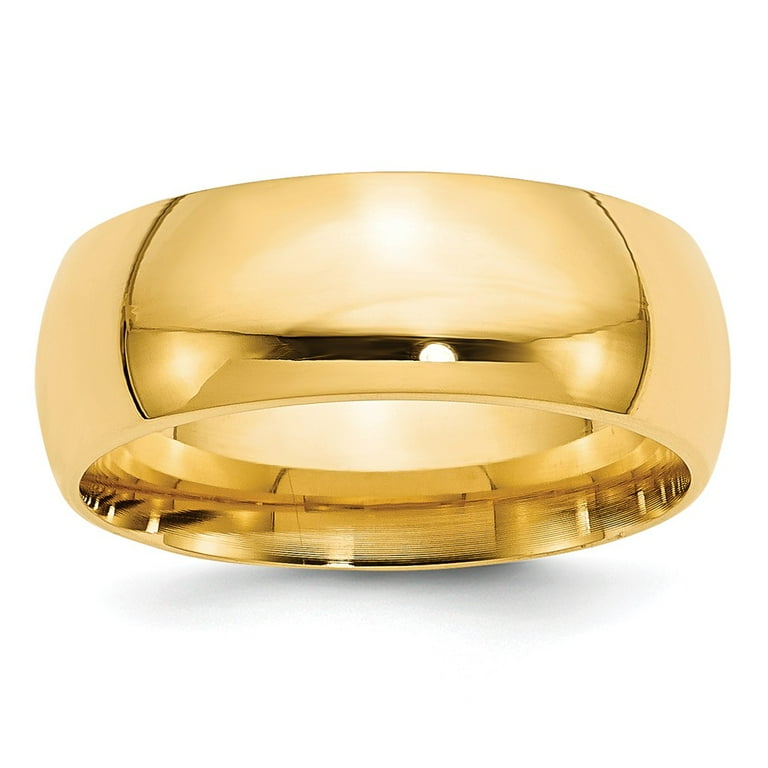 Real 14kt Yellow Gold 8mm Comfort-Fit Band Size: 10; for Adults