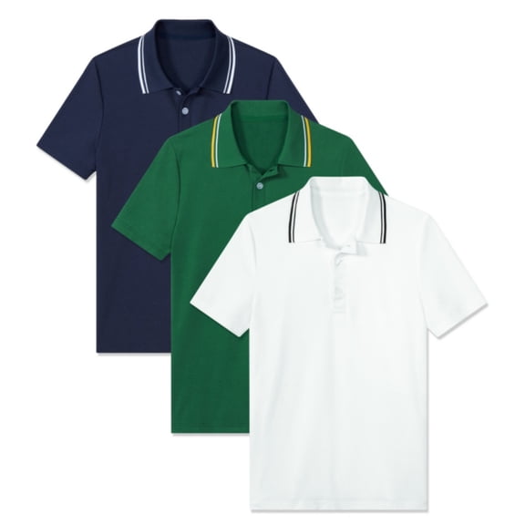 Aideaone 3 Pack Boys' Short Sleeve Polo Shirt School Uniform Pique Polo Shirt Athletic Golf Shirt(6-14)