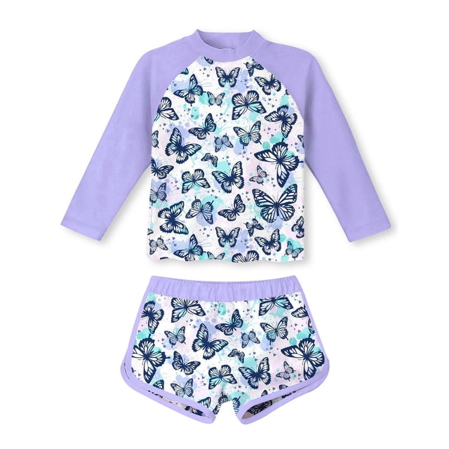 Teen Girl Rash Guard Swimming Bathing Suit Ruffle Floral Pattern Sun Protection Long Sleeve Girls Bathing Suits Size 14-15 Years