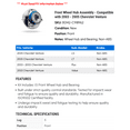 thumbnail image 2 of Front Wheel Hub Assembly - Compatible with 2003 - 2005 Chevy Venture 2004, 2 of 2