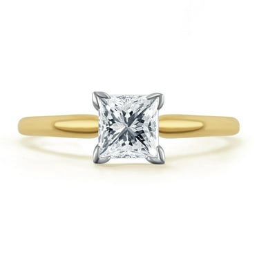 14k Yellow Gold Princess Solitaire 1/2 ct Diamond Engagement Ring