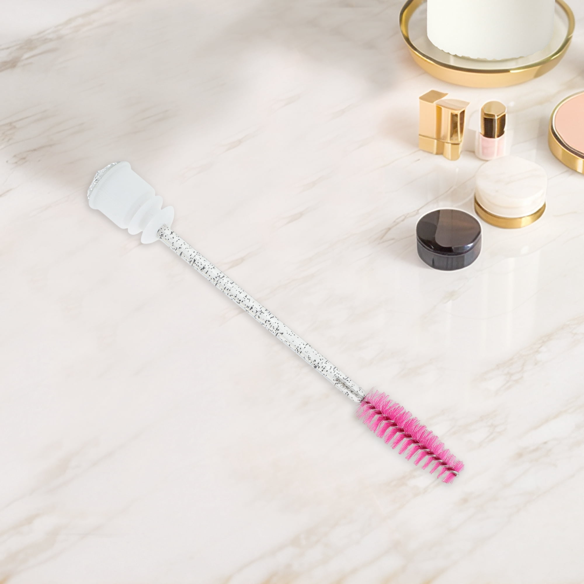 Unique Bargains 1 Pc Soft Reusable Eyelash Brush for Vacation in Tube Silver Tone