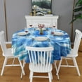 thumbnail image 2 of Blue Burst Pattern Round Tablecloth 60"x60",Wrinkle Wipeable Table Cloth for Kitchen Dining Room Picnic Patio Party, 2 of 6
