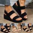 thumbnail image 3 of Mepaouo Women's Platform Sandals Comfortable Open Toe Ankle Strap Summer Wedge Walking Shoes Black 7.5, 3 of 5