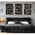 thumbnail image 4 of 3 Pcs Boho Abstract Floral Canvas Wall Art Mid Century Modern Minimalist Black Neutral Flower Botanical Picture Wall Decor Poster Print Artwork for Living Room Bedroom Home Decoration Und, 4 of 7