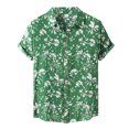thumbnail image 1 of Camisas Tipo Para Hombre Camisa Casual Fashion de hombres Tops Hawaii Flewer imprimió camisa floja suelta Gire de manga corta Camisa Button de Down (Green, M), 1 of 5