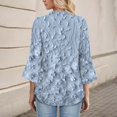 thumbnail image 5 of Women's Long Sleeve T-shirt 3/4 Length Sleeve Womens Tops V Neck Spring Shirts 2025 Petal Bell Sleeve Plus Size Boho Ethnic Style Tee Shirts,Blue Women's Long sleeve T-shirt XXXL, 5 of 6