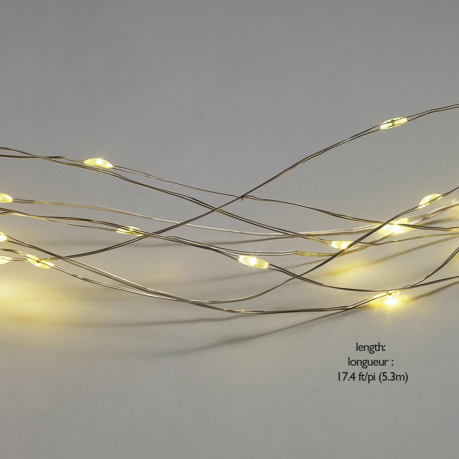 17ft Silver Wire Indoor Battery Operated 45 LED Integrated Fairy String Lights, LED Integrated Fairy String Lights