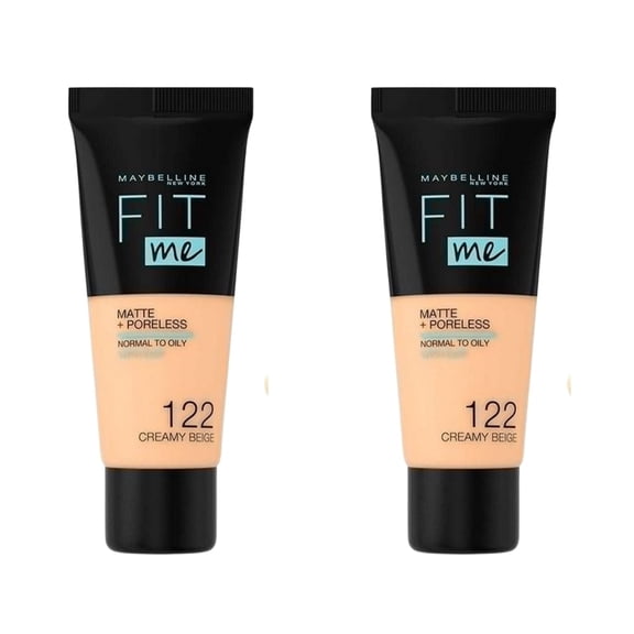 Maybelline Fit Me Matte Poreless Foundation No:122 Creamy Beige 30ml -2 Pack