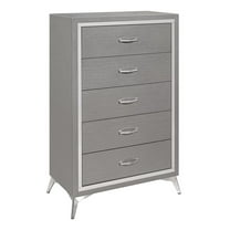 Pemberly Row Modern / Contemporary 5-Drawer Solid Wood Chest in Gray
